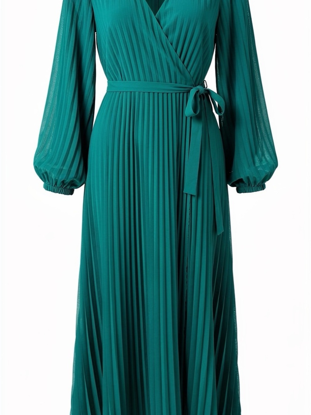 H&M Teal Pleated Wrap Maxi Dress